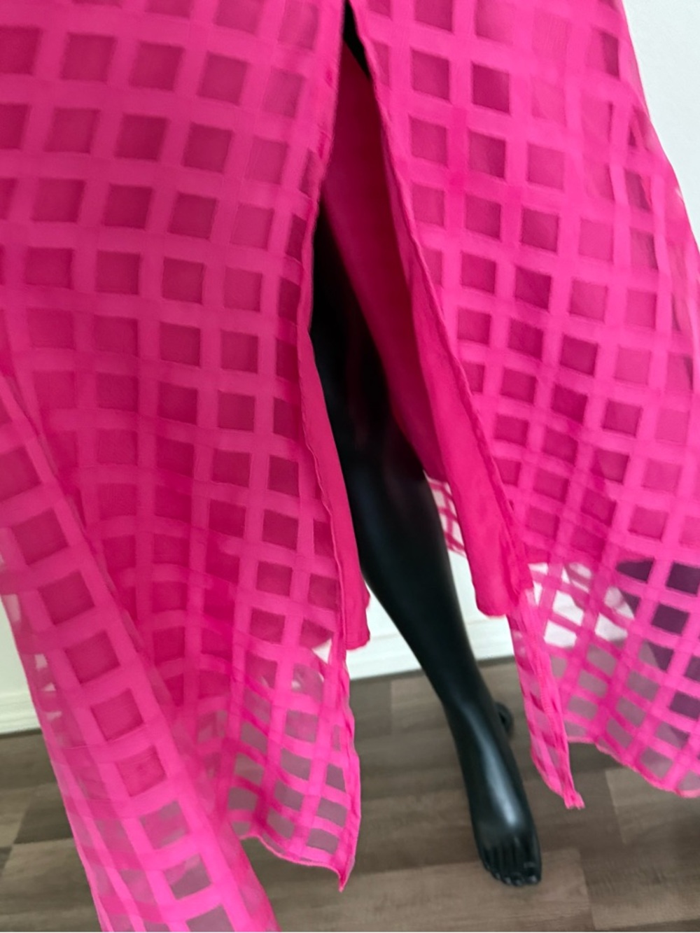 SHEIN Fuchsia Checkered Maxi Dress with Smocked Bodice - Picture 8 of 13